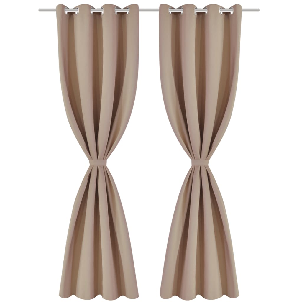2 Pz Tende Oscuranti con Occhielli in Metallo 135x175 cm Crema | homemem39