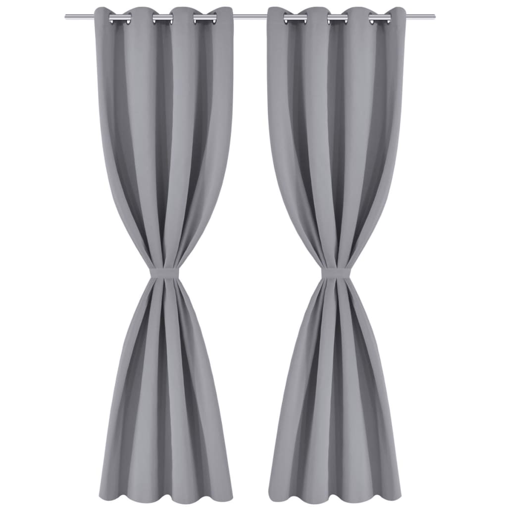 2 Pz Tende Oscuranti con Occhielli in Metallo 135x175 cm Grigie | homemem39