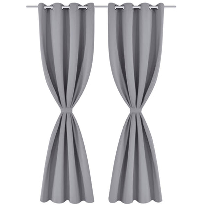 2 Pz Tende Oscuranti con Occhielli in Metallo 135x175 cm Grigie | homemem39