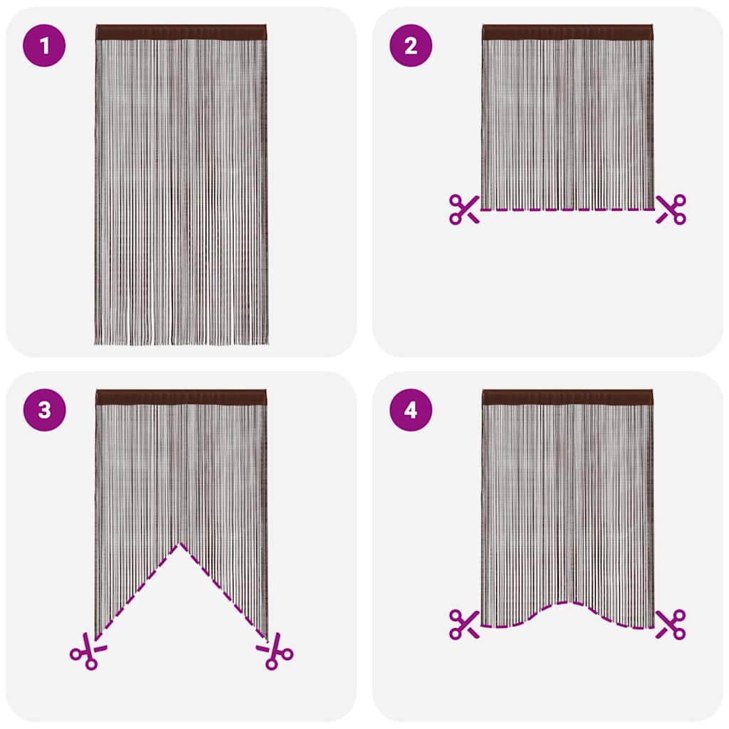 2 Pz Tende a Fili 100x250 cm Marroni - homemem39