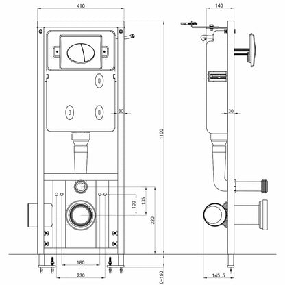 Sciacquone a Scomparsa 11 L 41x14x(110-125) cm