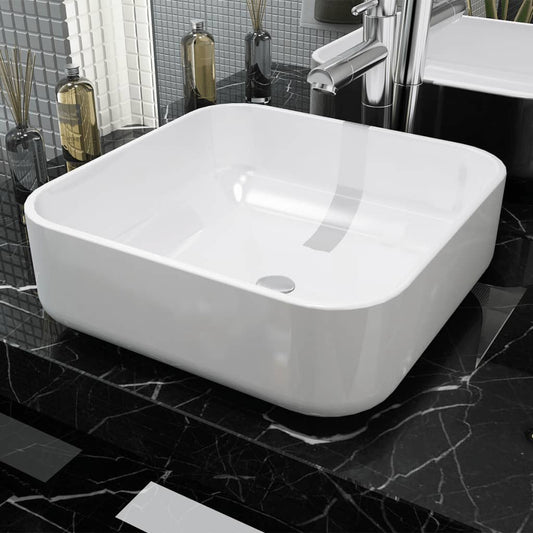 Lavandino Quadrato in Ceramica Bianca 39x39x13,5 cm - homemem39