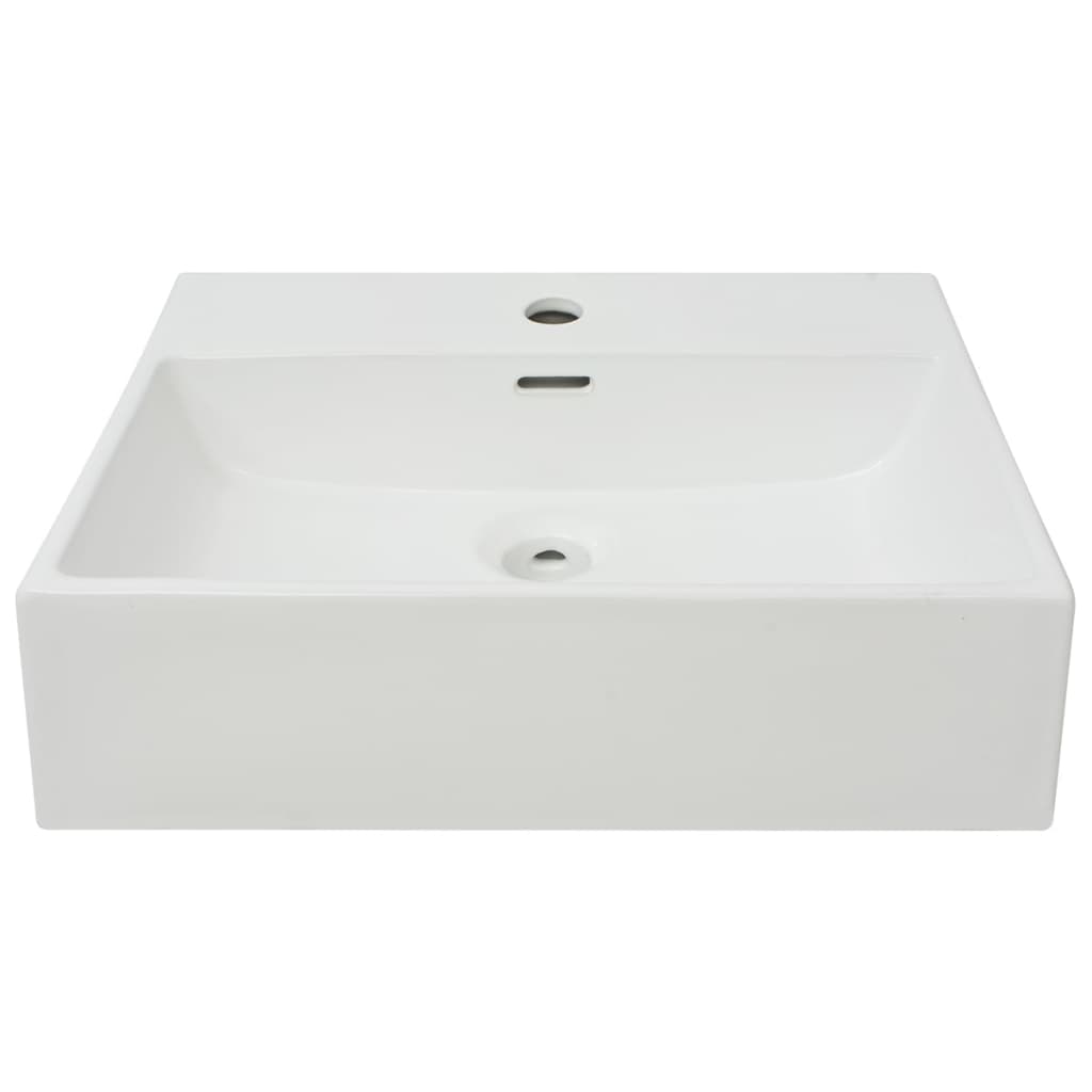 Lavandino con Foro Rubinetto in Ceramica Bianca 51,5x38,5x15 cm - homemem39