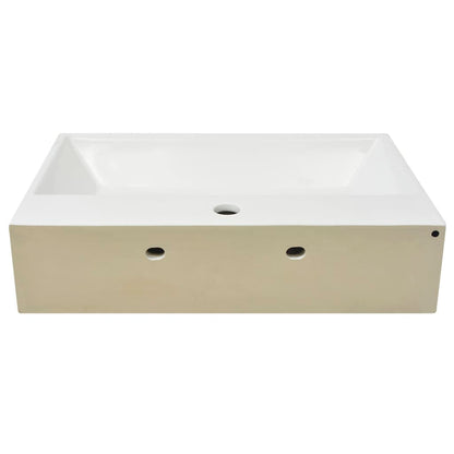 Lavandino con Foro Rubinetto Ceramica Bianca 60,5x42,5x14,5 cm - homemem39