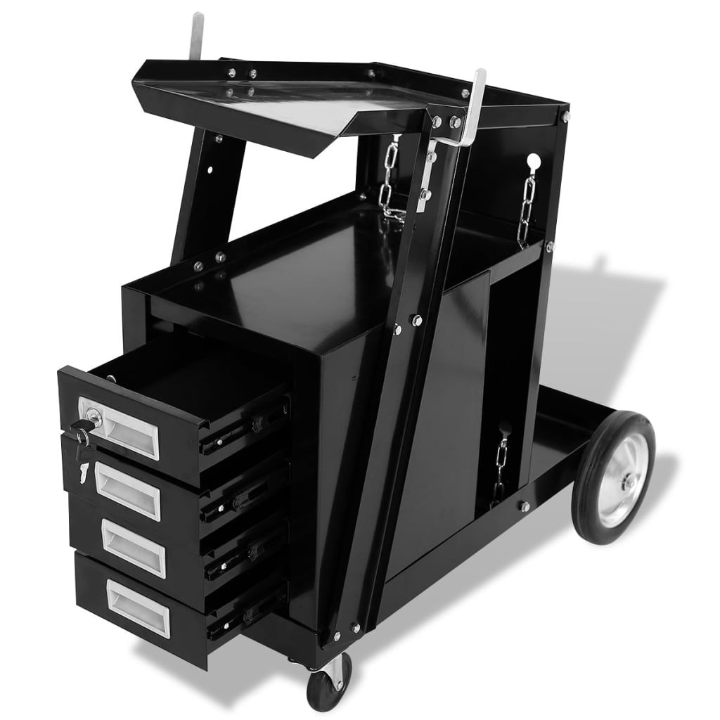Carrello di Saldatura con 4 Cassetti Neri | homemem39