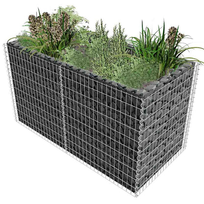 Gabbione Letto Rialzato Giardino Acciaio 180x90x100 cm Argento - homemem39