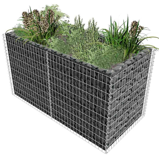 Gabbione Letto Rialzato Giardino Acciaio 180x90x100 cm Argento - homemem39