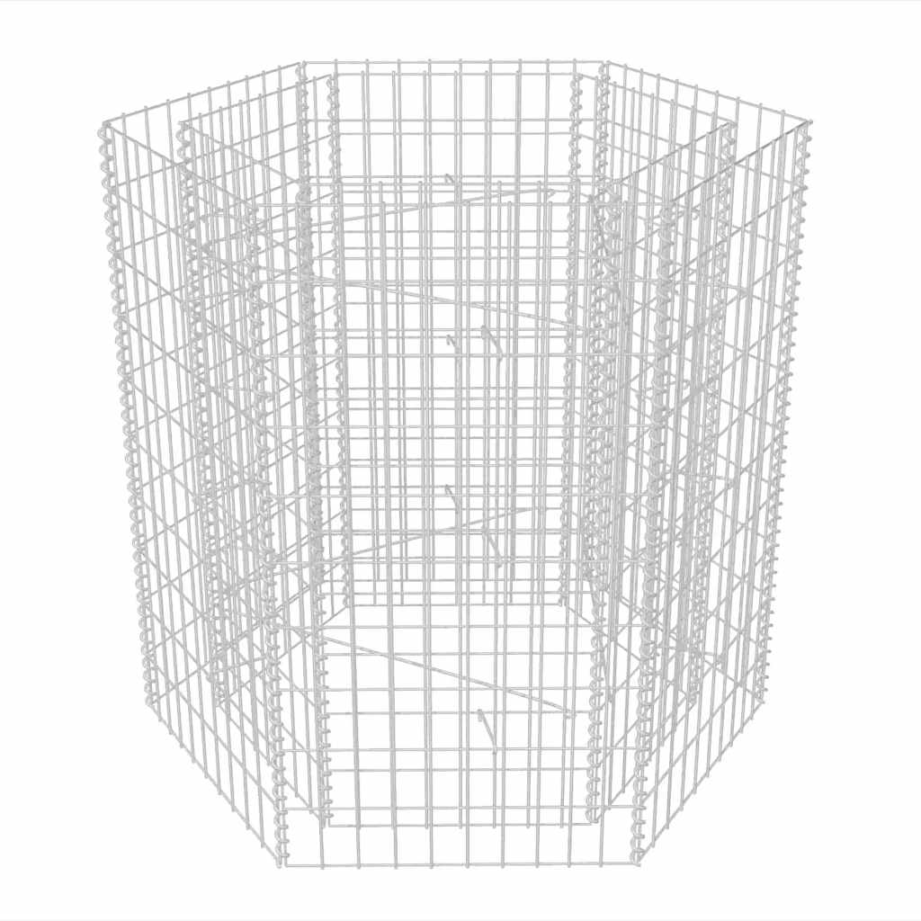 Gabbione Letto Rialzato da Giardino Esagonale 100x90x100 cm - homemem39
