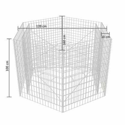 Gabbione Letto Rialzato da Giardino Esagonale 160x140x100 cm - homemem39