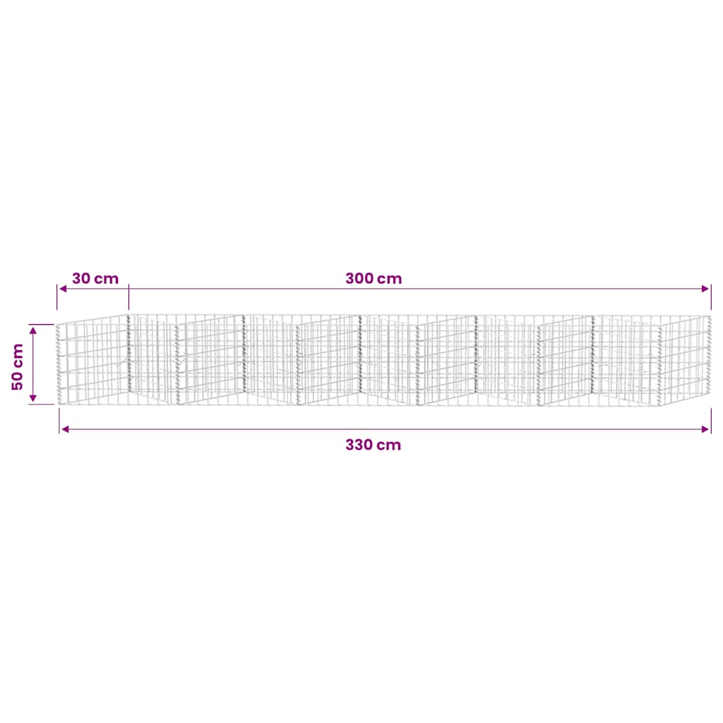 Gabbione in Rete in Acciaio Zincato 300x30x50 cm | homemem39