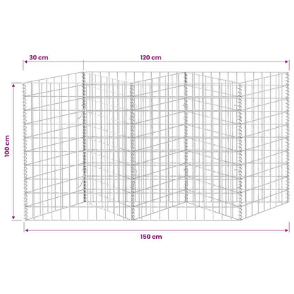 Gabbione in Rete in Acciaio Zincato 120x30x100 cm | homemem39