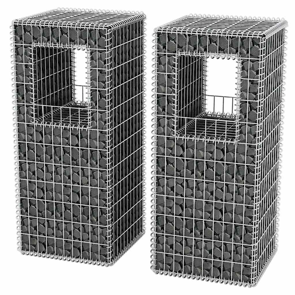 Pali/Fioriere in Gabbione 2 pz in Rete Acciaio 50x50x120 cm | homemem39