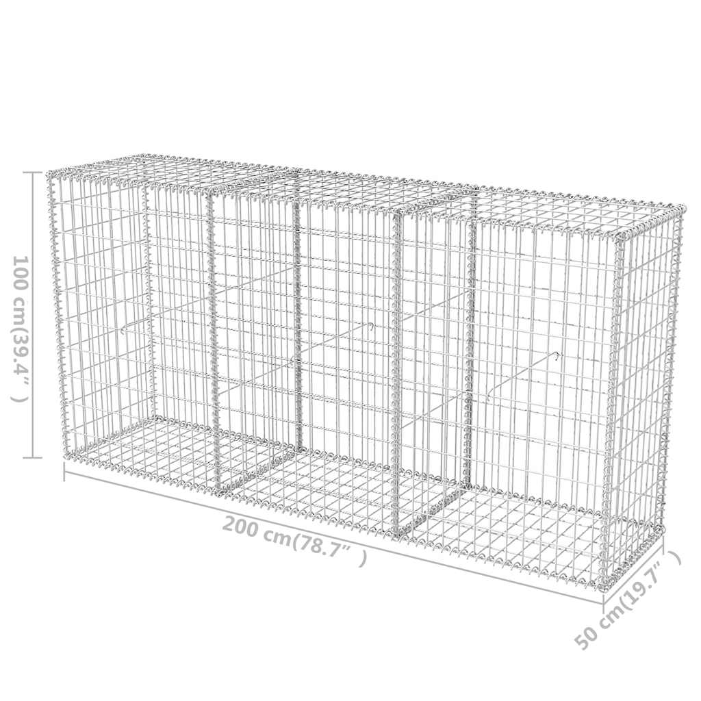 Gabbione in Rete in Acciaio Zincato 200x50x100 cm | homemem39