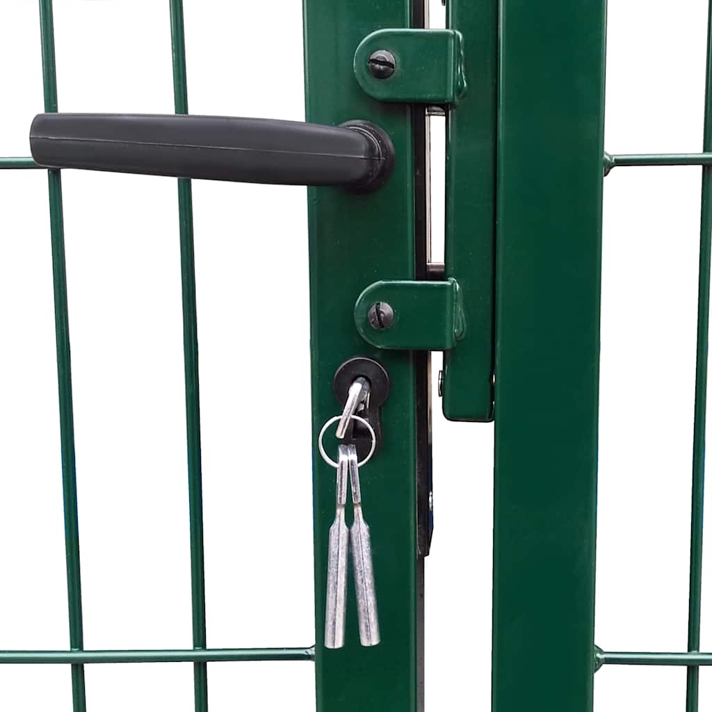 Cancello per Recinzione da Giardino con Pali 350x140 cm in Acciaio Verde
