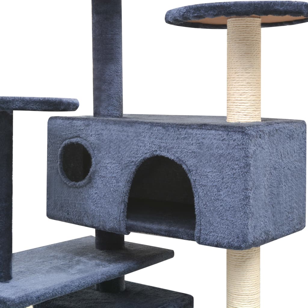 Albero per Gatti con Tiragraffi in Sisal 125 cm Blu Scuro | homemem39
