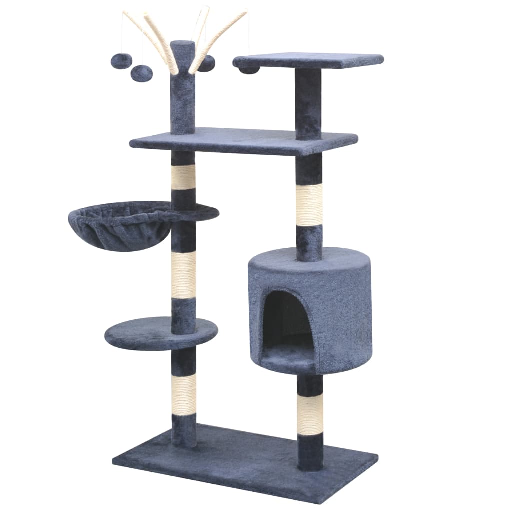 Albero per Gatti con Tiragraffi Sisal 125 cm Blu Scuro | homemem39