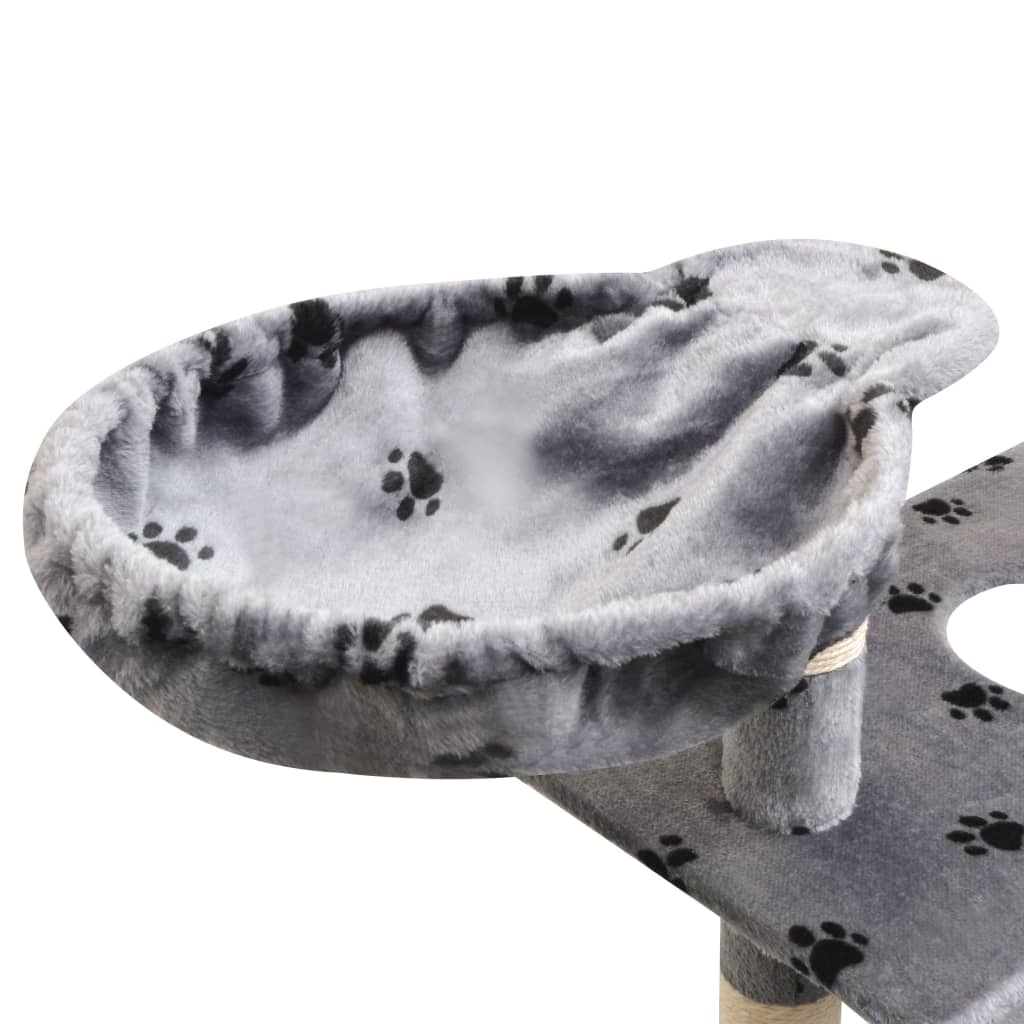 Albero per Gatti Tiragraffi Sisal 150 cm Zampe Stampate Grigio | homemem39