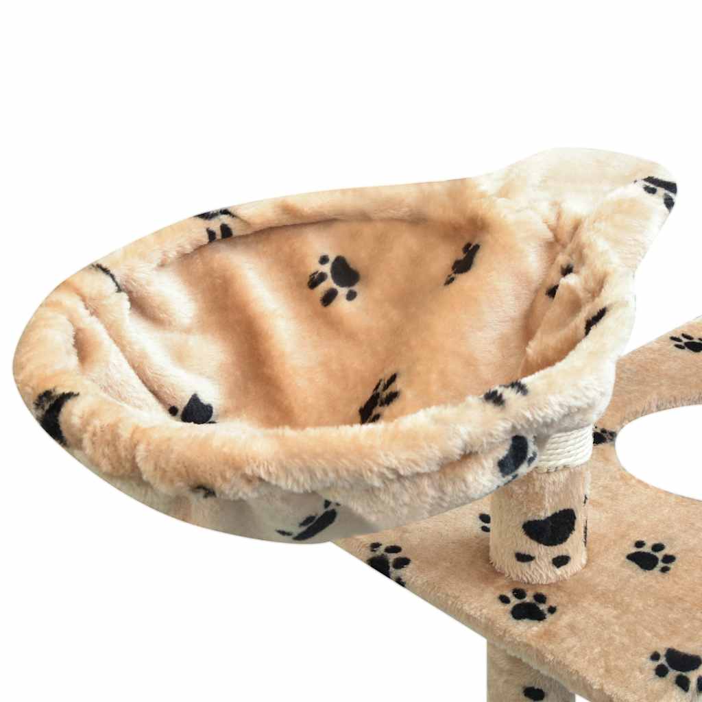 Albero per Gatti Tiragraffi Sisal 150 cm Zampe Stampate Beige | homemem39