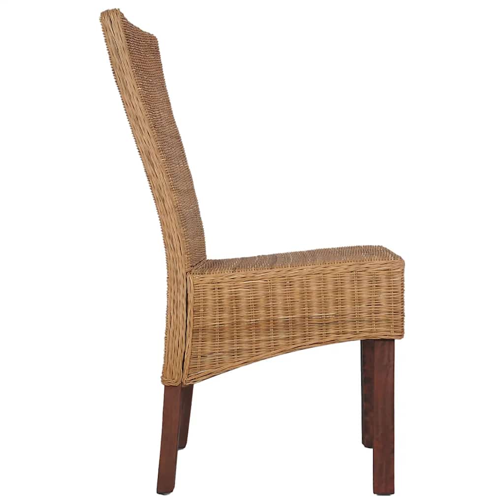 Sedie da Pranzo 2 pz Marroni in Rattan Naturale | homemem39