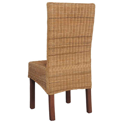Sedie da Pranzo 2 pz Marroni in Rattan Naturale | homemem39