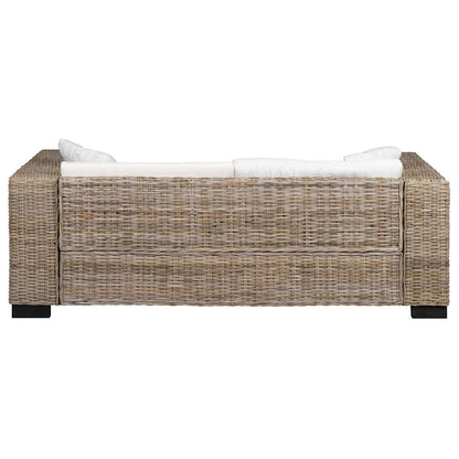 Divano a 3 Posti 8 pz in Rattan Naturale - homemem39