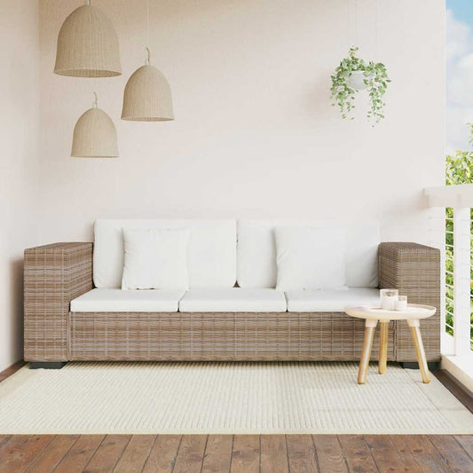 Divano a 3 Posti 8 pz in Rattan Naturale - homemem39