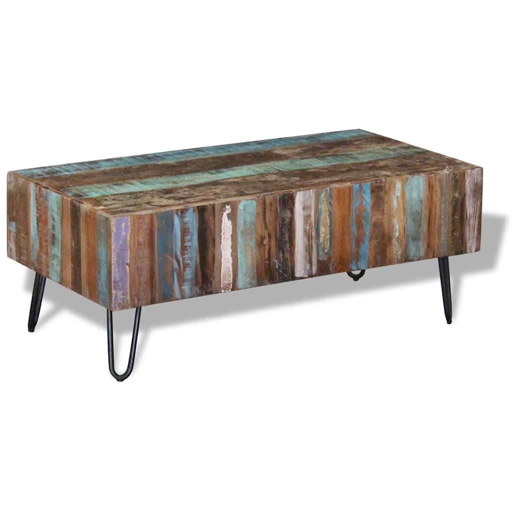 Tavolino da Salotto in Legno Massello Anticato 100x50x38 cm | homemem39