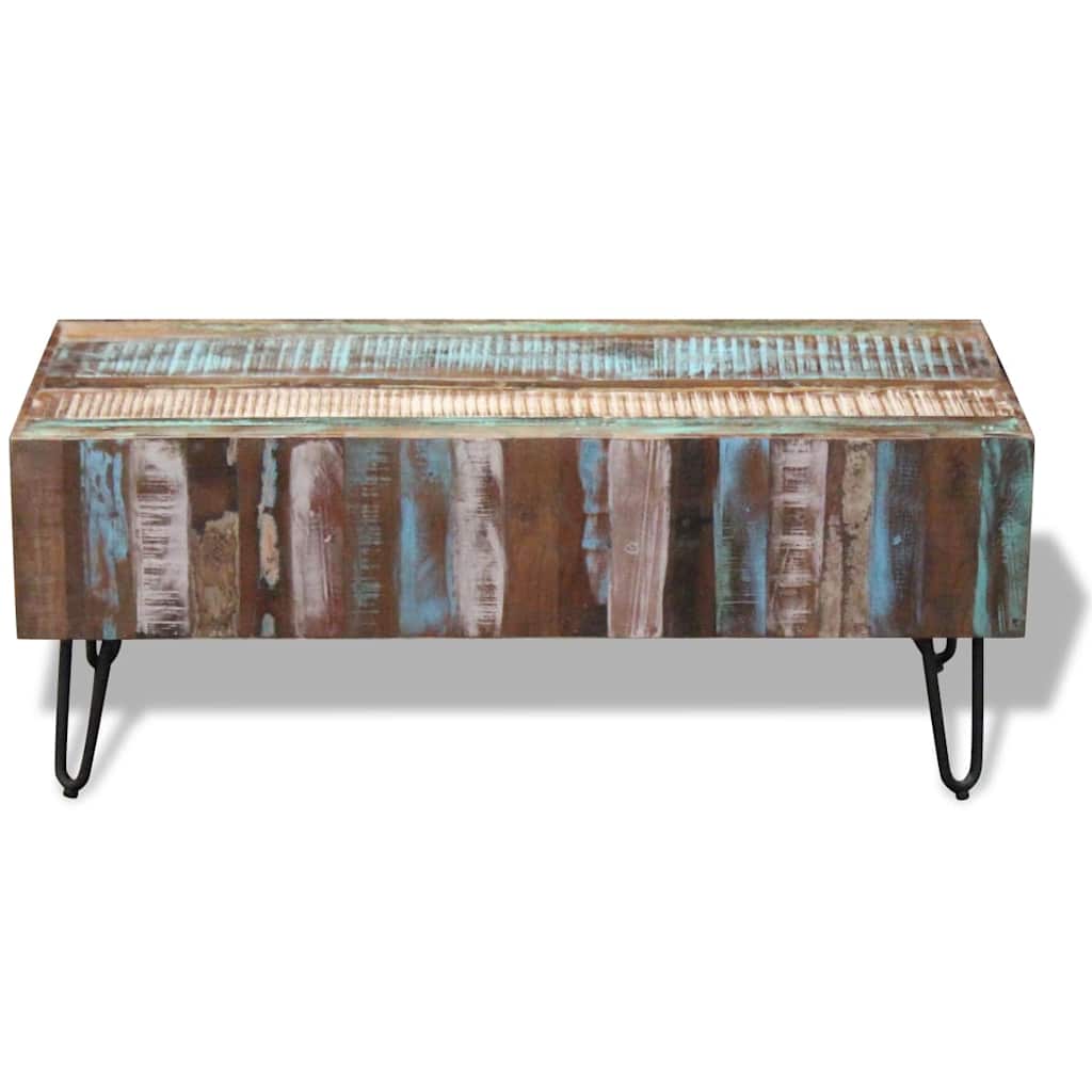 Tavolino da Salotto in Legno Massello Anticato 100x50x38 cm | homemem39
