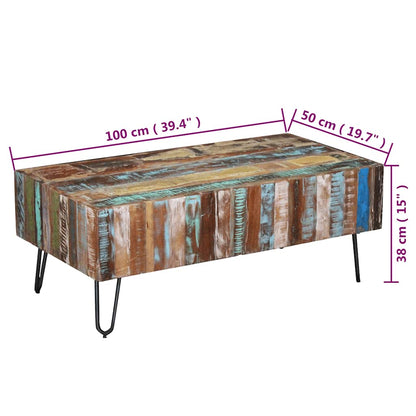 Tavolino da Salotto in Legno Massello Anticato 100x50x38 cm | homemem39