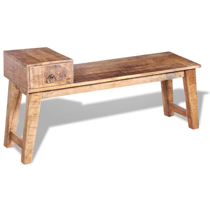 Panchina con Cassetto in Solido Legno di Mango 120x36x60 cm - homemem39