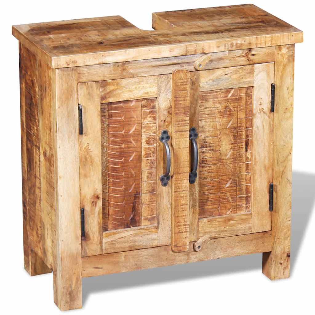 Armadietto da Bagno con Specchio in Legno Massello di Mango | homemem39
