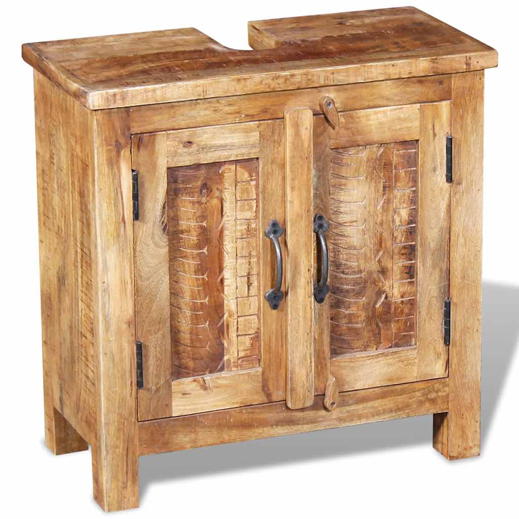 Armadietto da Bagno con Specchio in Legno Massello di Mango | homemem39