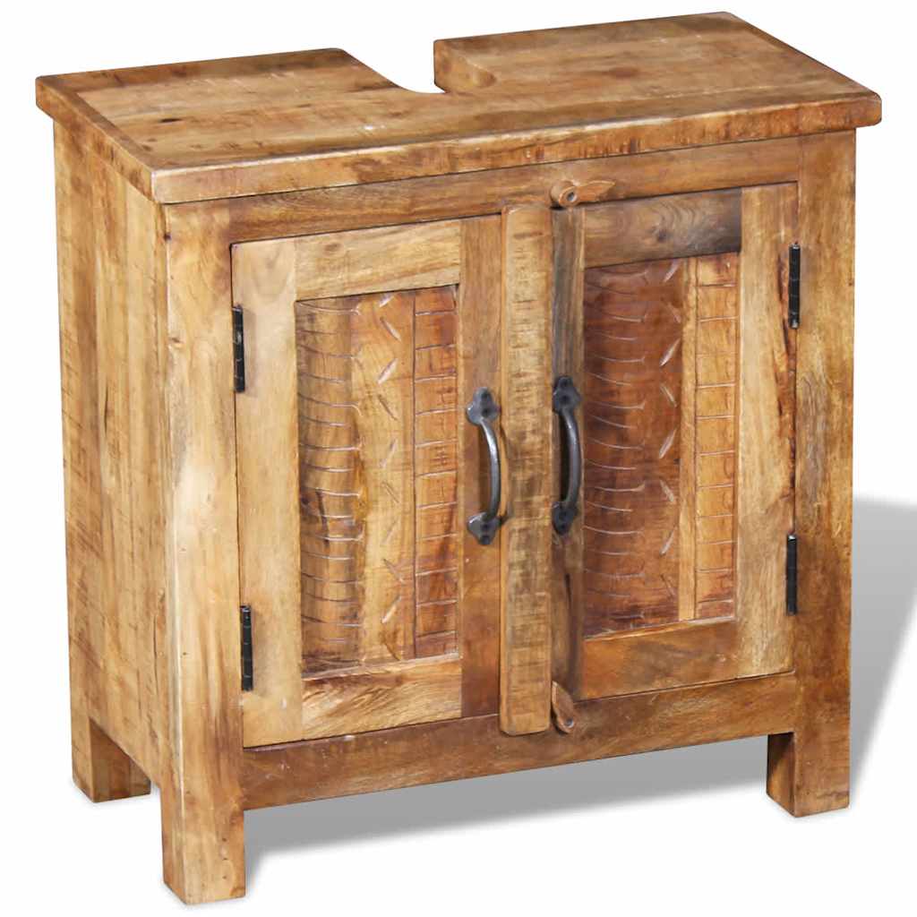 Armadietto da Bagno con Specchio in Legno Massello di Mango | homemem39
