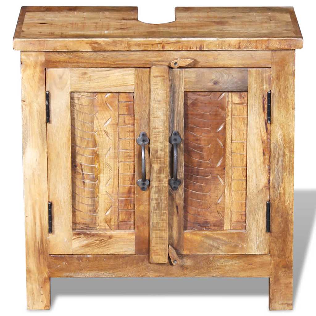 Armadietto da Bagno con Specchio in Legno Massello di Mango | homemem39