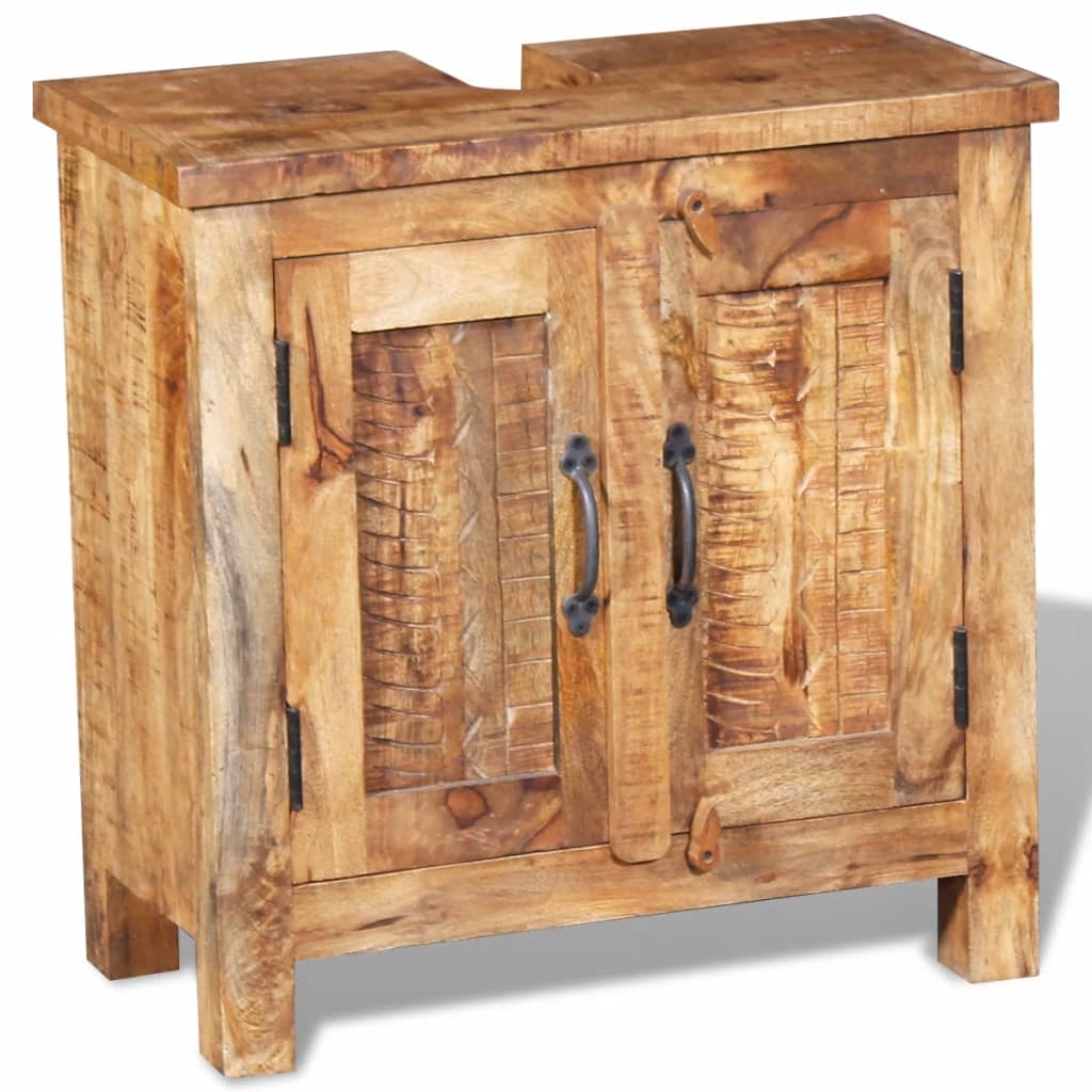 Armadio Vanity Specchiera 2 Armadietti Legno Massello di Mango | homemem39