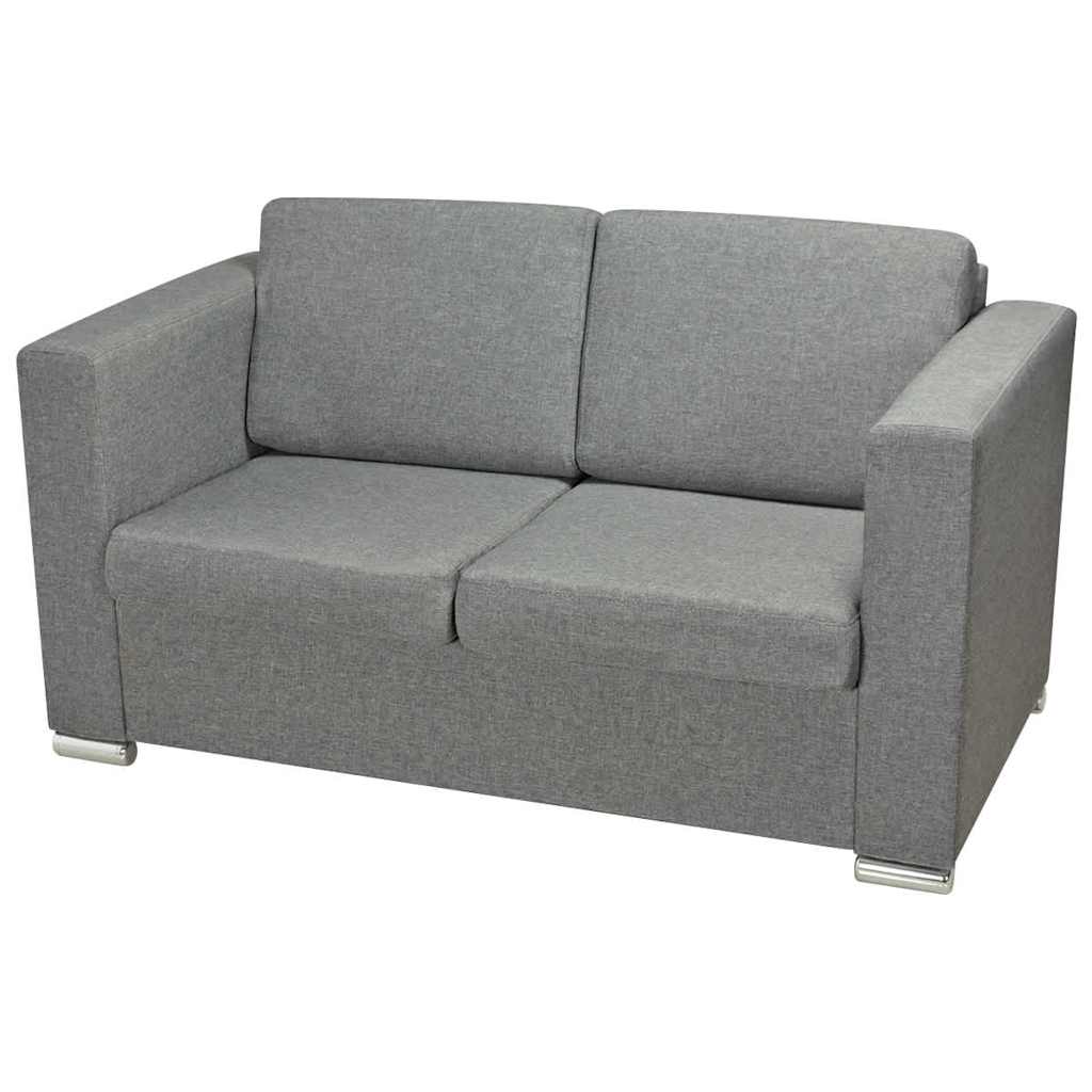 Divano a 2 Posti in Tessuto Grigio Chiaro | homemem39