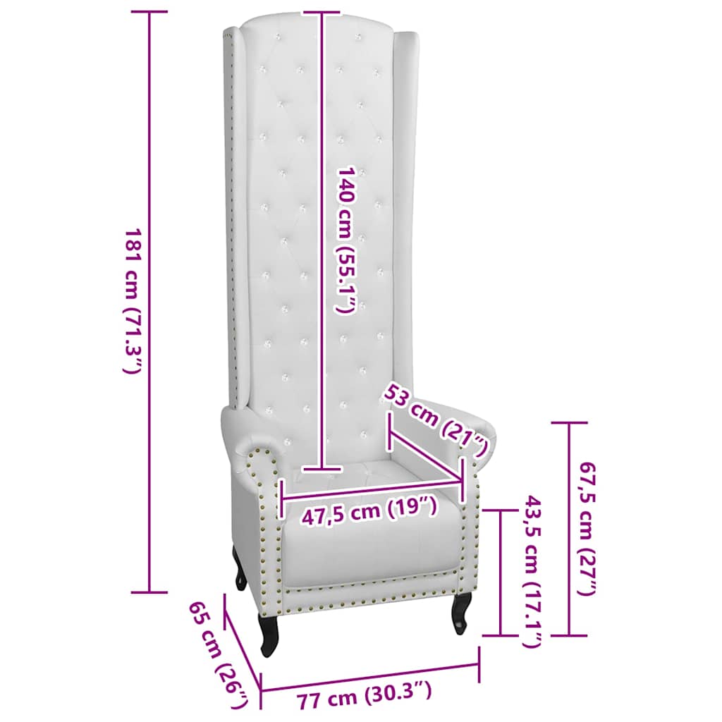 Poltrona a Schienale Alto Bianca in Similpelle - homemem39