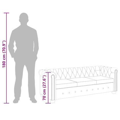 Divano Chesterfield a 3 Posti in Finta Pelle Marrone - homemem39
