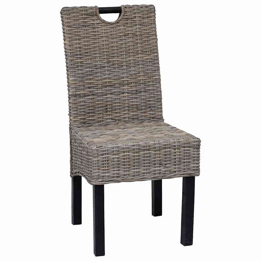 Sedie Sala da Pranzo 2 pz in Rattan Kubu e Legno di Mango | homemem39