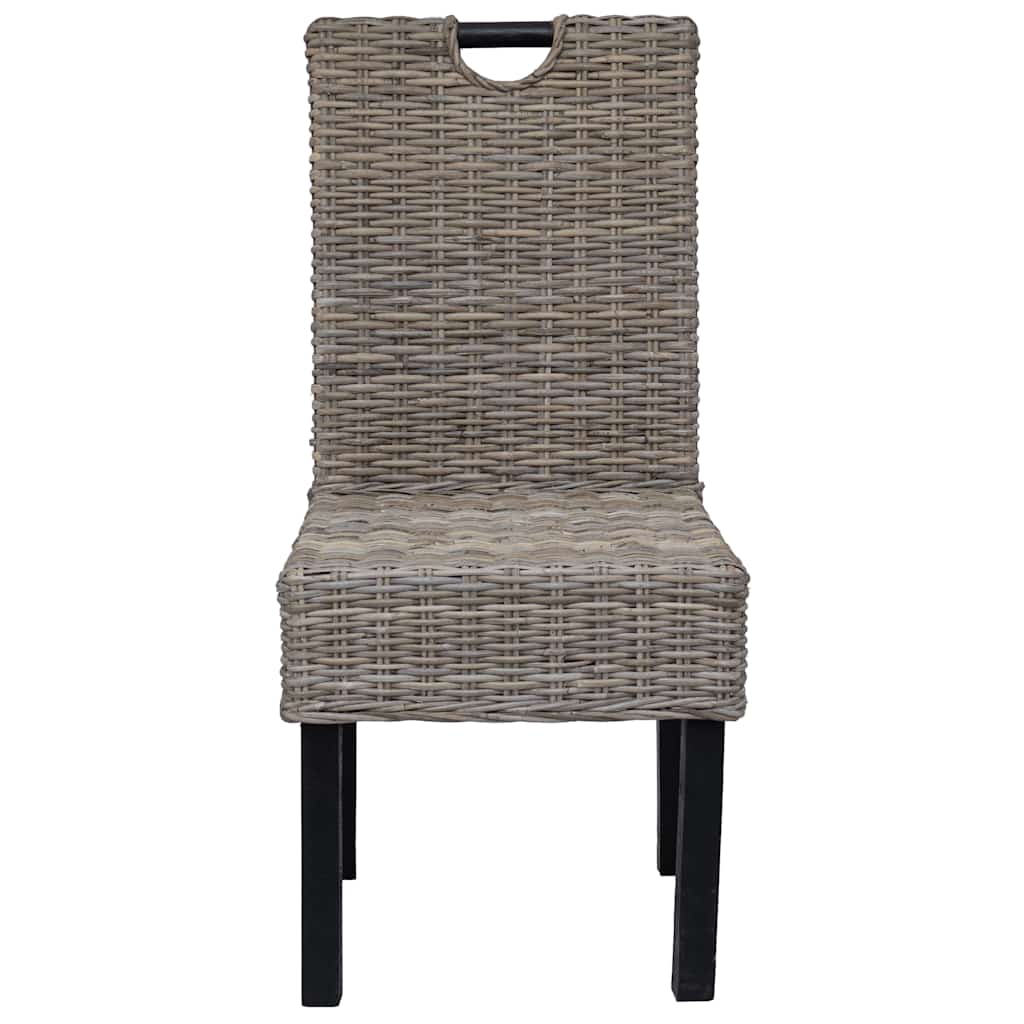 Sedie Sala da Pranzo 2 pz in Rattan Kubu e Legno di Mango | homemem39