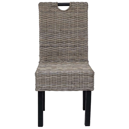 Sedie Sala da Pranzo 2 pz in Rattan Kubu e Legno di Mango | homemem39