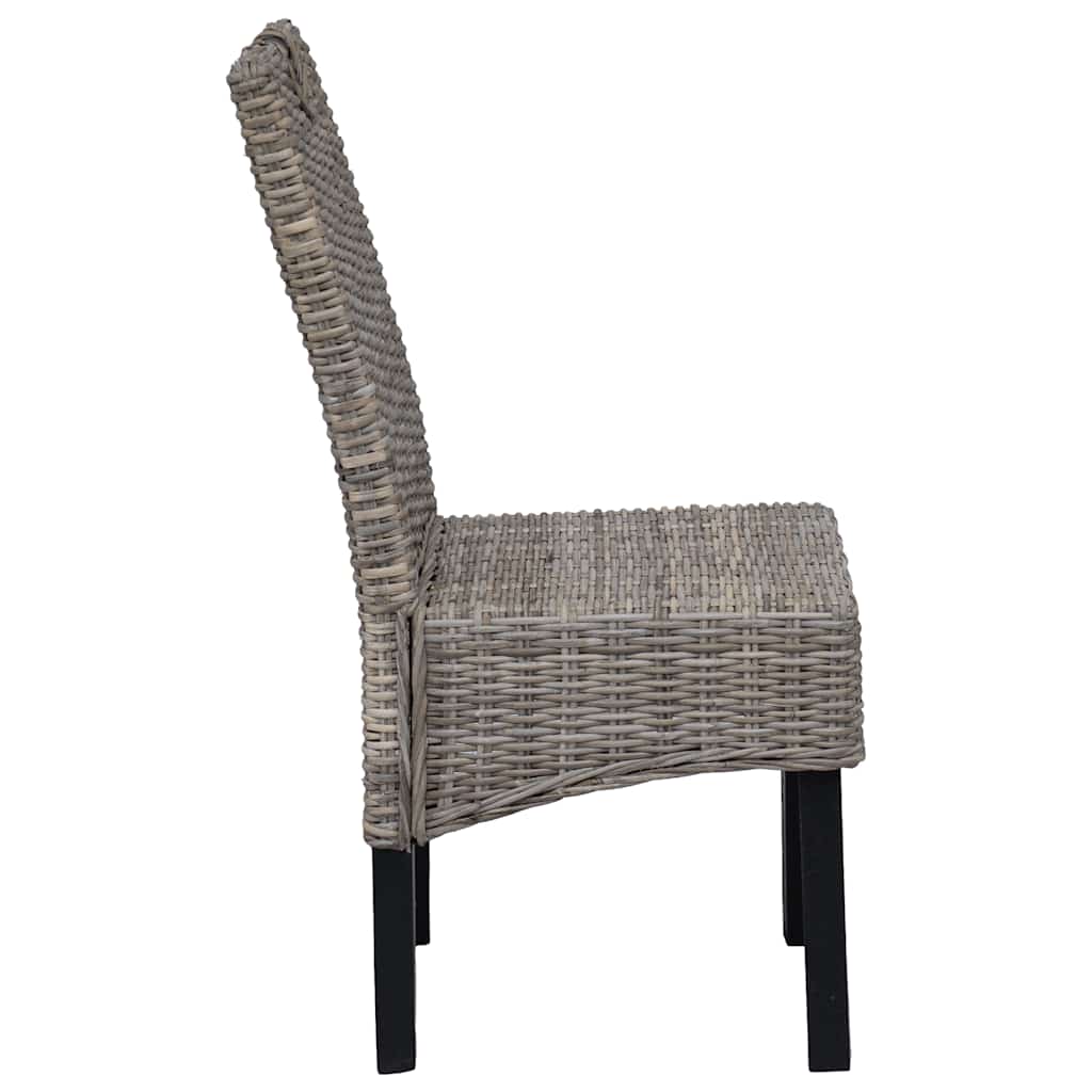 Sedie Sala da Pranzo 2 pz in Rattan Kubu e Legno di Mango | homemem39