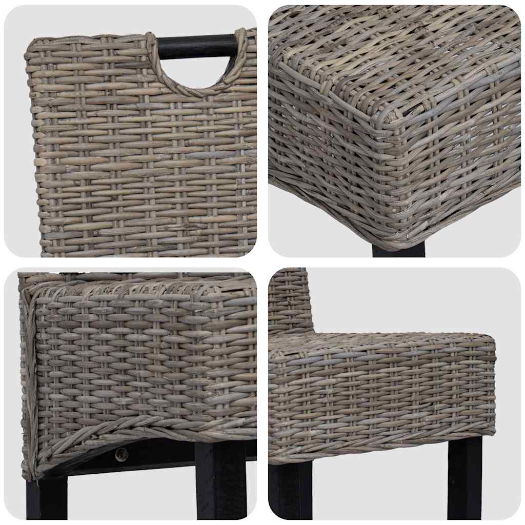Sedie Sala da Pranzo 2 pz in Rattan Kubu e Legno di Mango | homemem39