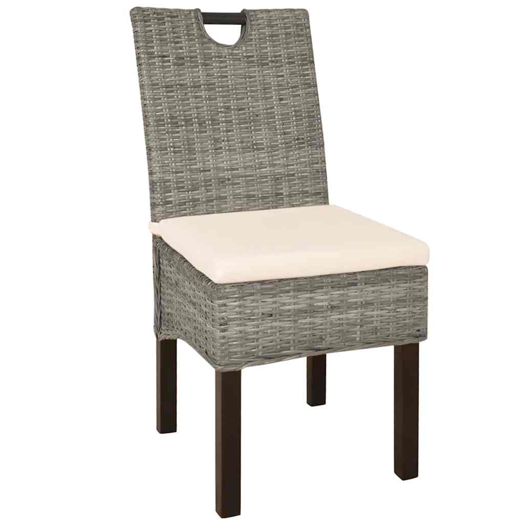 Sedie Sala da Pranzo 2 pz in Rattan Kubu e Legno di Mango | homemem39