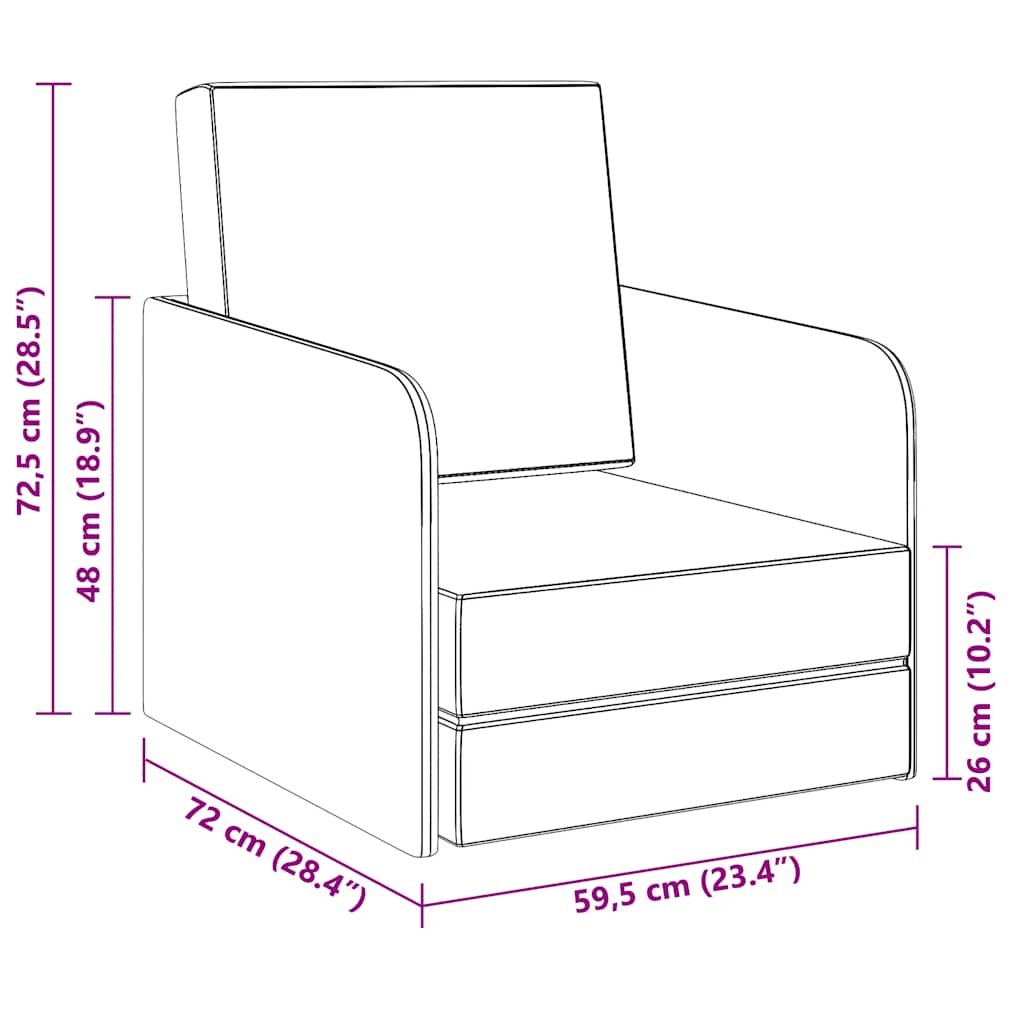 Poltrona Letto Convertibile Grigio Chiaro in Tessuto