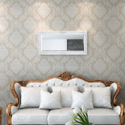 Specchio da Parete Stile Barocco 100x50 cm Bianco | homemem39