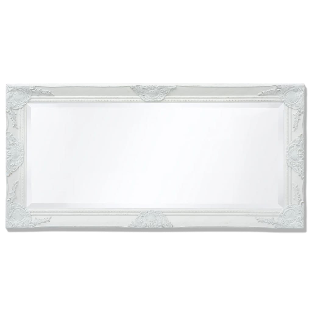 Specchio da Parete Stile Barocco 100x50 cm Bianco - homemem39