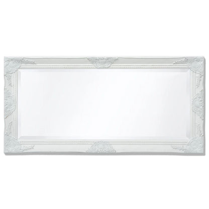 Specchio da Parete Stile Barocco 100x50 cm Bianco - homemem39