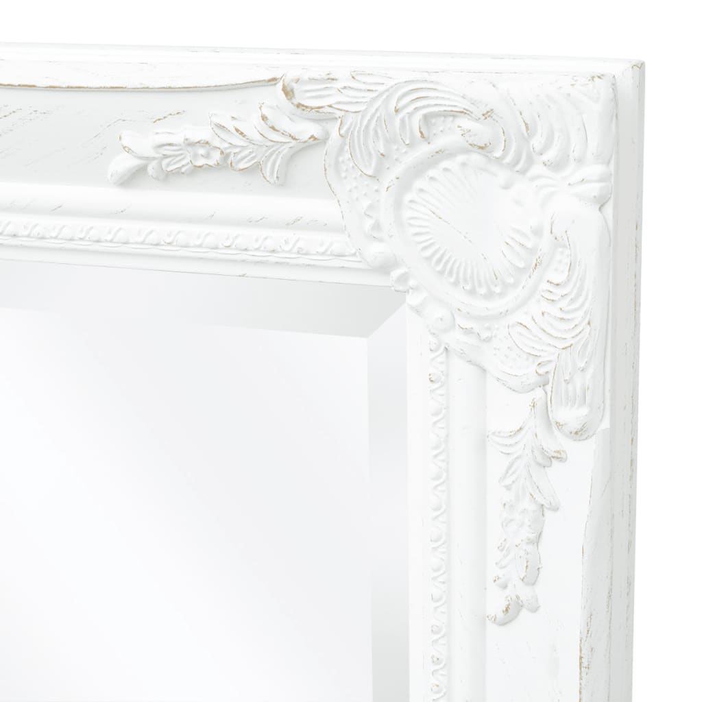 Specchio da Parete Stile Barocco 100x50 cm Bianco - homemem39