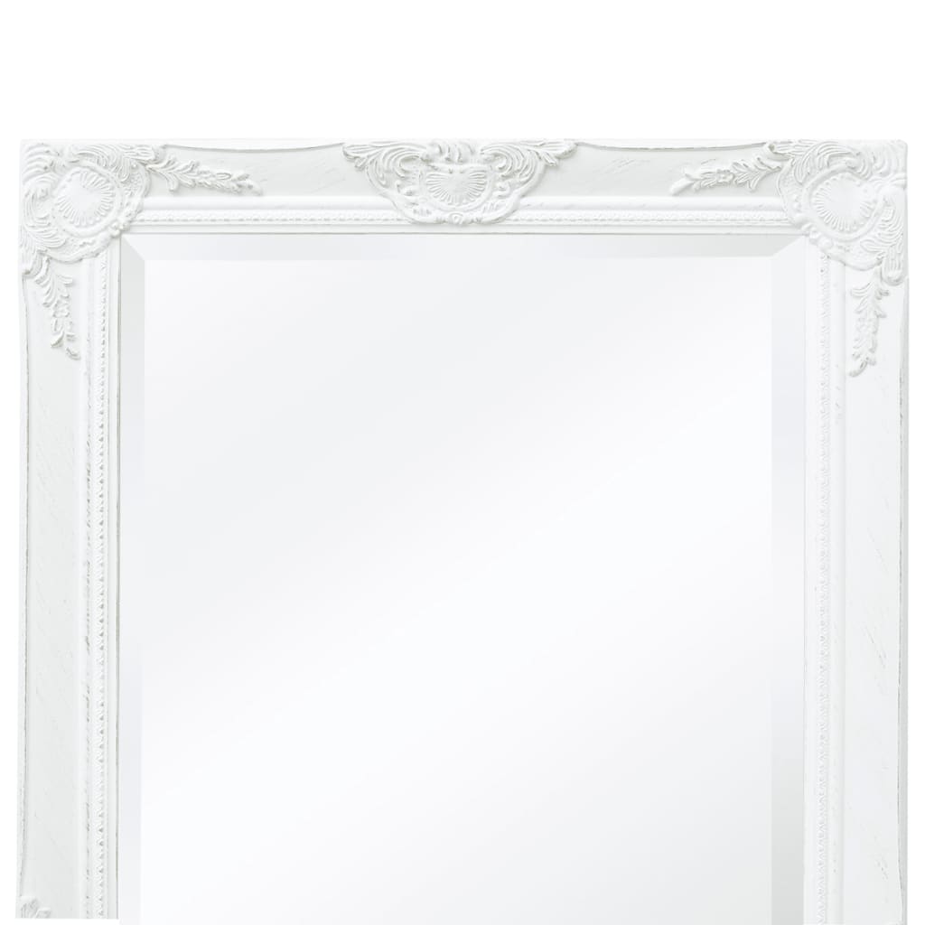 Specchio da Parete Stile Barocco 100x50 cm Bianco | homemem39